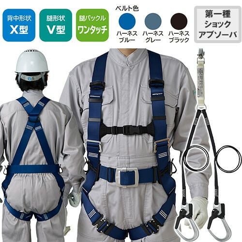 安全帯 フルハーネス ダブルランヤード付き タニザワ 新規格 セット