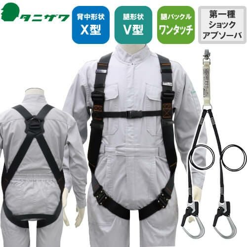 安全帯 フルハーネス ダブルランヤード付き タニザワ 新規格 セット