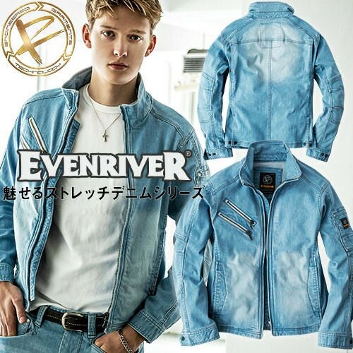 デニムジャケット イーブンリバー EVENRIVER ジージャン ストレッチ 綿