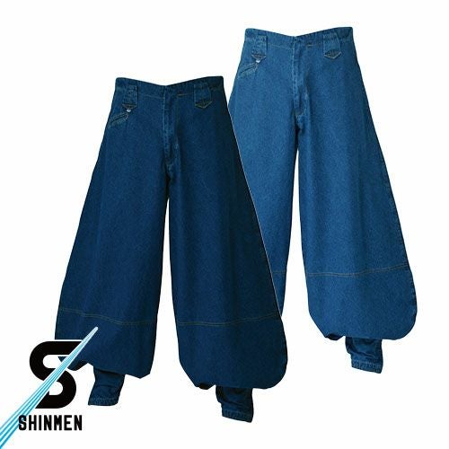 鳶服 ニッカポッカ パンツ シンメン スラブデニム超超ロング八分ニッカ