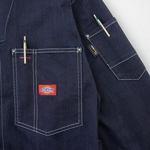 作業服 つなぎ ディッキーズ Dickies CORDURAデニム半袖ツナギ D-752
