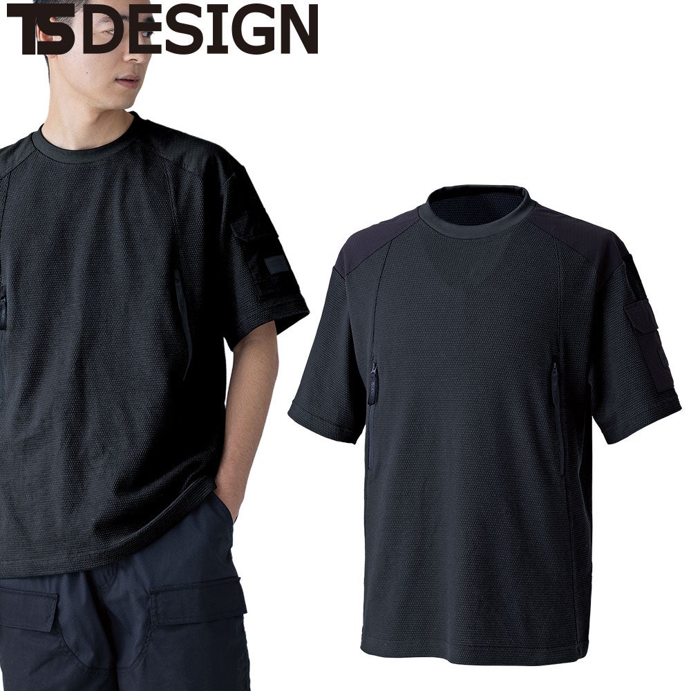 Tシャツ 半袖 藤和 TS Design スラントジップショートスリーブTシャツ